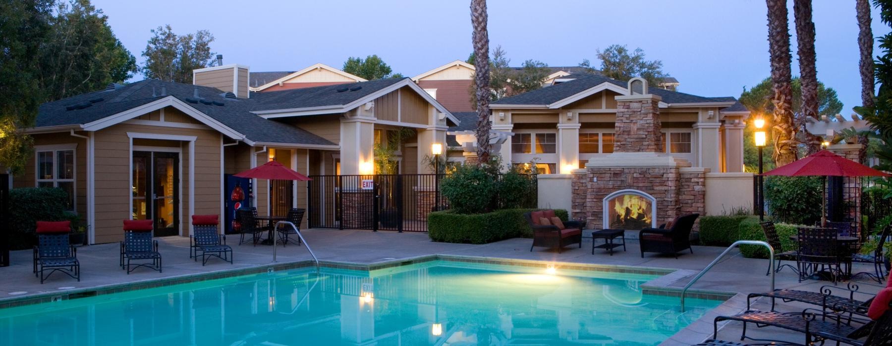 a swimming pool in a backyard