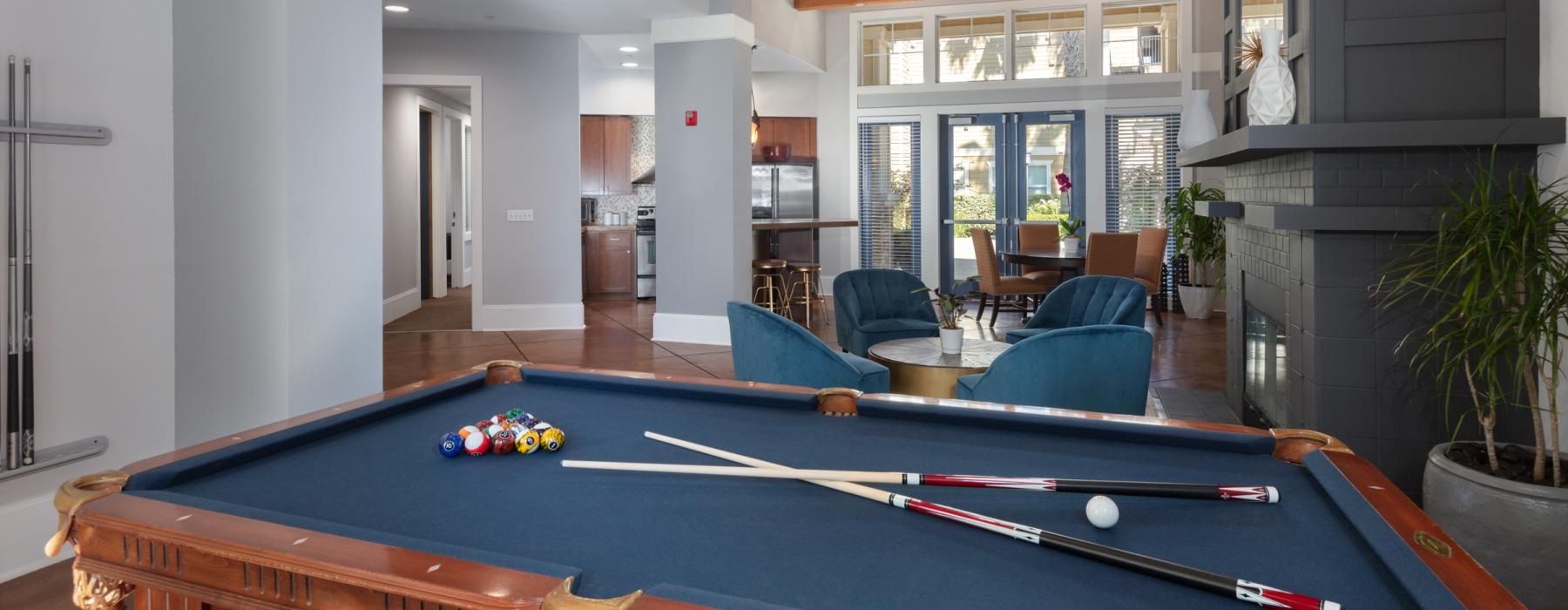 a pool table in a room